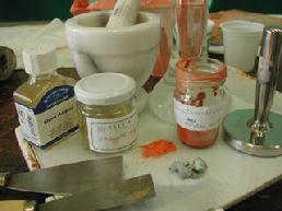 Tools and hand-made pigments